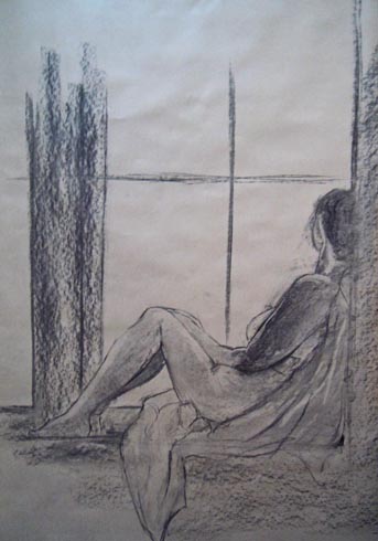 Girl in the Window, 2011 (charcoal on paper)