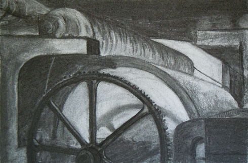 Mill Machinery, 2011 (charcoal on paper)